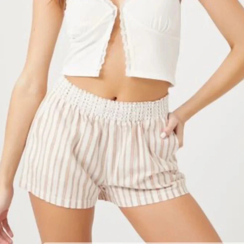 Forever 21 Striped Smocked Shorts size XS NWT green pink